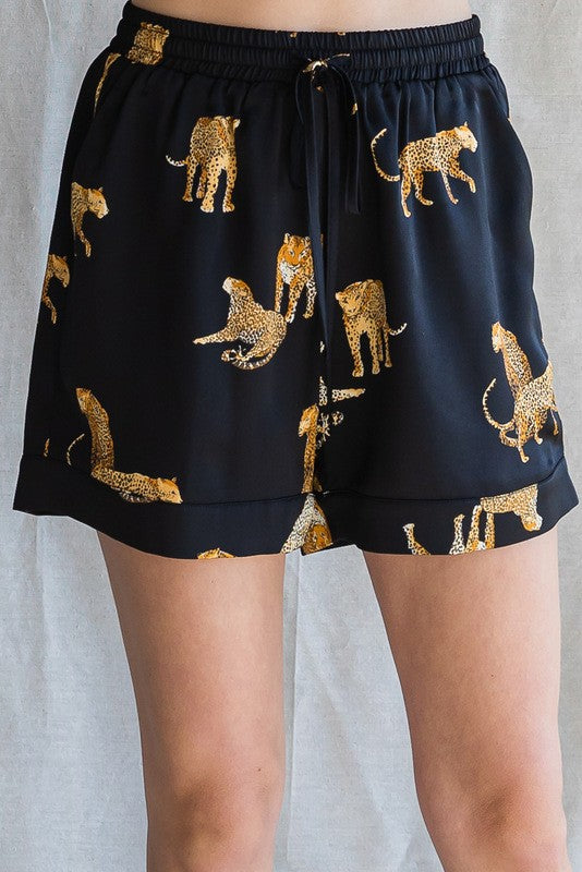 Cheetah Print Satin Lounge Set