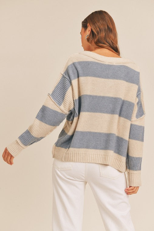 Belinda Striped V-Neck Sweater