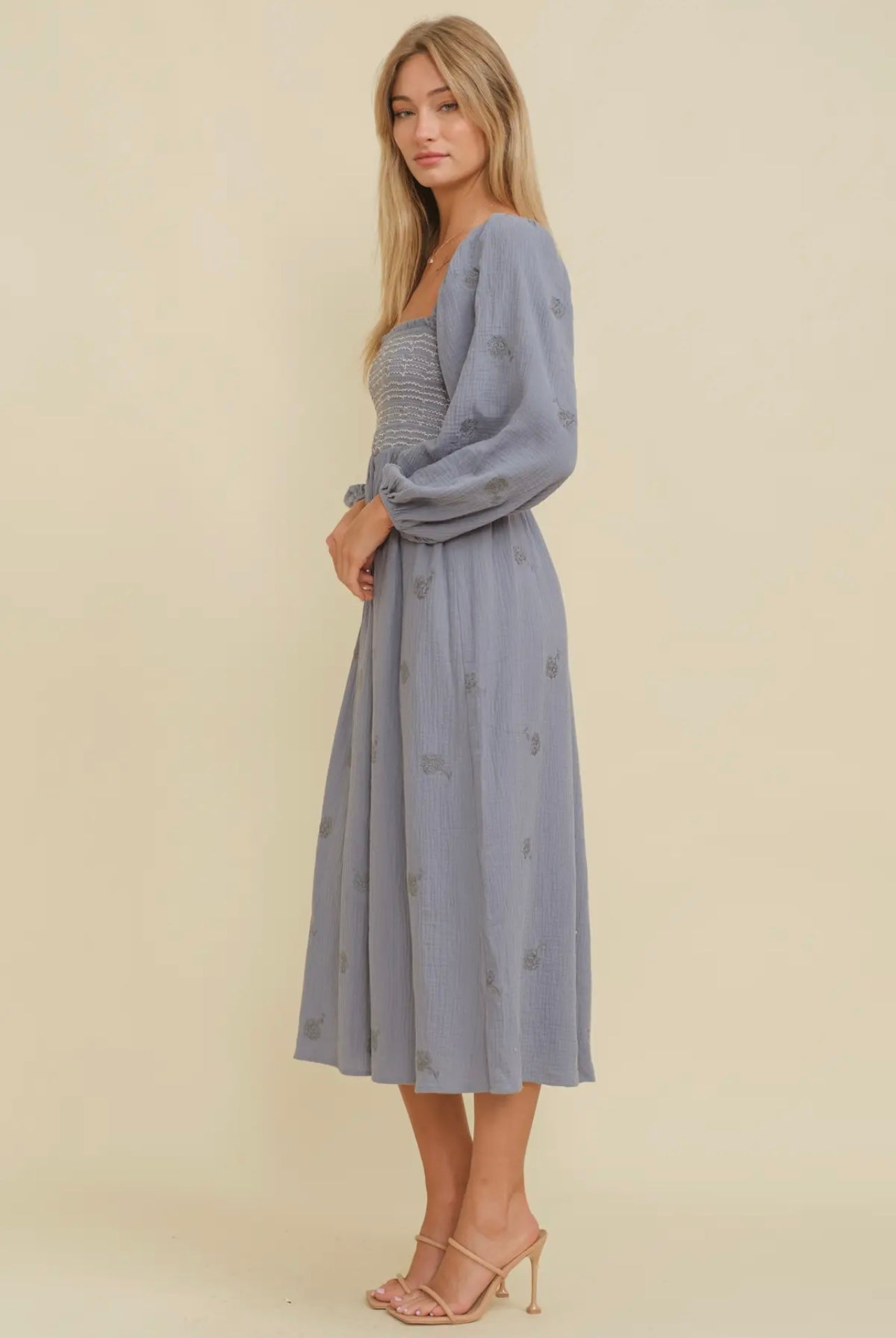 Fleur Bohemian Smocked Midi Dress