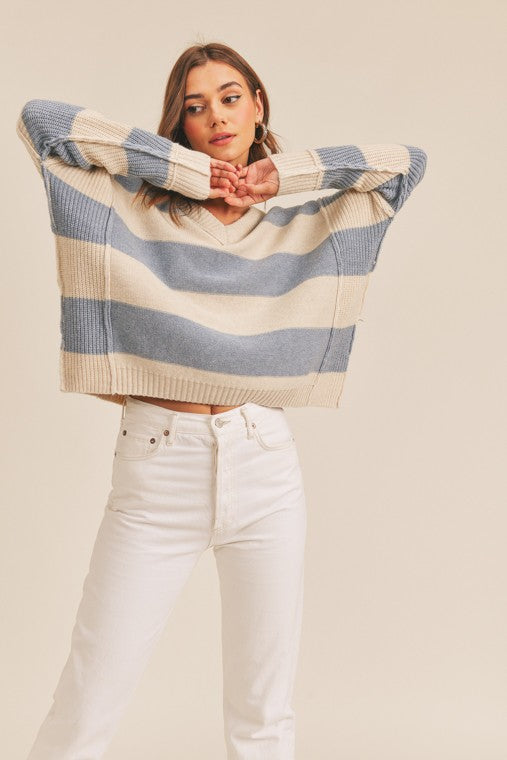 Belinda Striped V-Neck Sweater