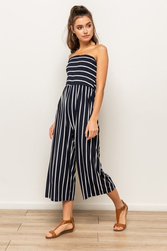Annabelle Smocked Striped Jumpsuit